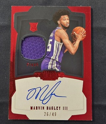 2018-19 Dominion Marvin Bagley III Rookie Jersey On Card Auto 26/49 Kings