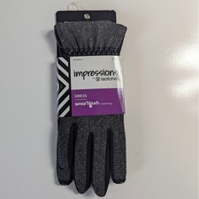 NEW Isotoner Impressions Womens Grey Herringbone smarTouch Dress Gloves OS