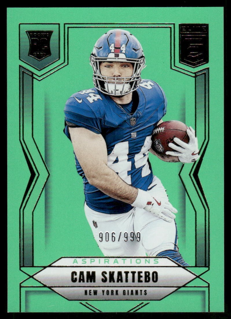 2025 Donruss Elite Cam Skattebo RC #153 Lime Green Aspirations #'d /999 GIANTS