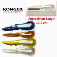 Long Soft Lure Fishing Bait Jig Head Tackle Twister Tail Grub Cod Rig 13.5cm UK
