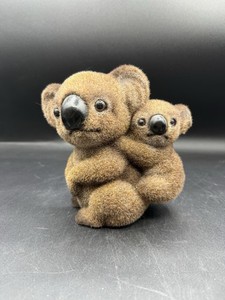 VINTAGE 70'S ? FLOCKED MOMMY & BABY KOALA BEAR G MADE IN Japan