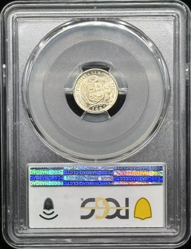 1897 L JF PERU Silver 1/2 DINERO PCGS MS-67 KM-206.2 - Image 2 of 3