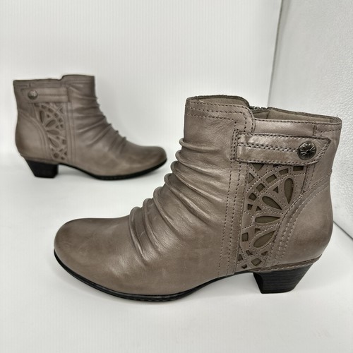 Cobb Hill-Abilene Stone Gray Ankle Boot Women 8 W Leather CBD51 - Picture 2 of 13