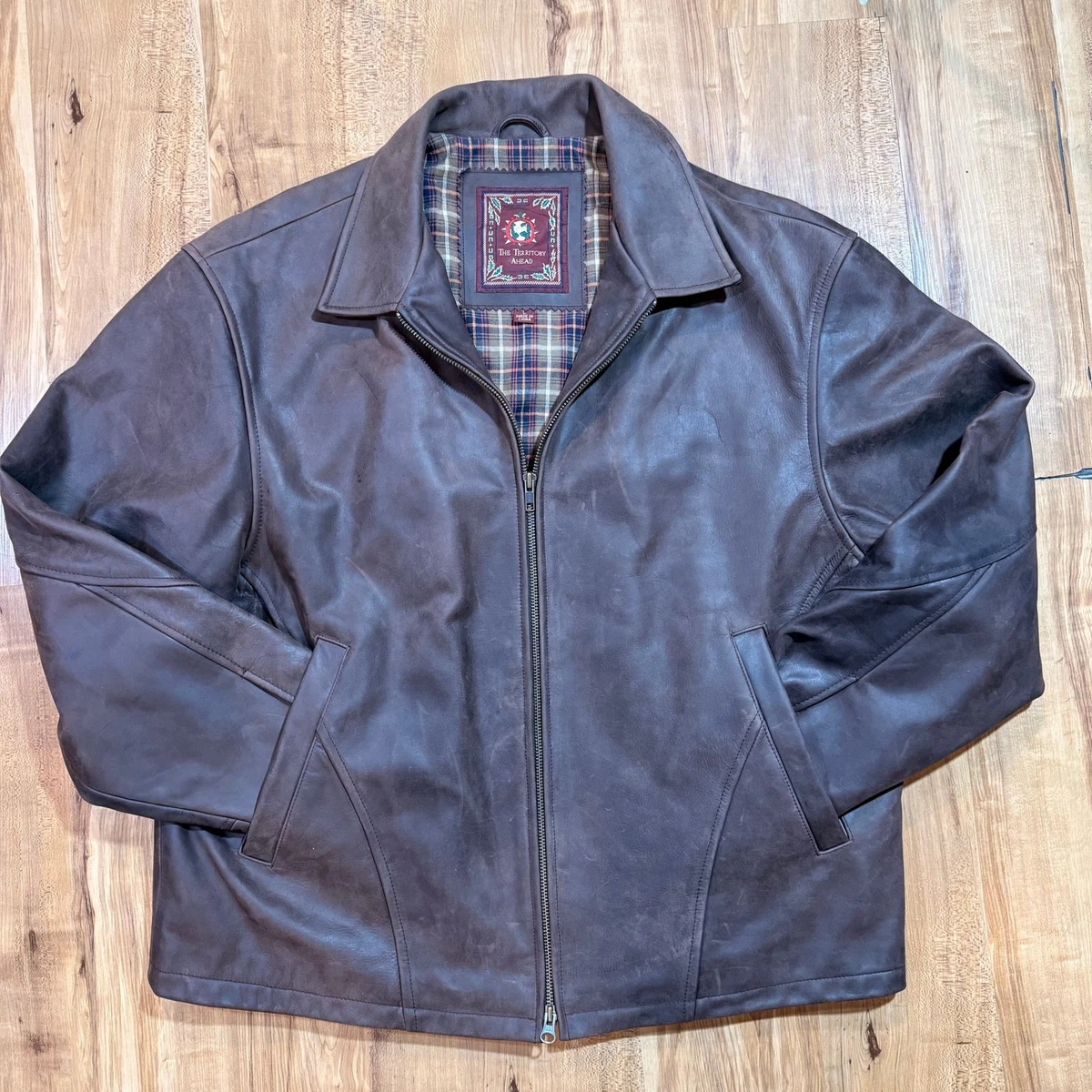 Veste En Cuir Lourd Territory Ahead Homme Noir - Taille L, Occasion Excellent état