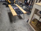 Custom Built 48x26x17 Rectangular Wood & Resin Coffee Table Hairpin Legs — photo 5