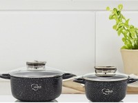 Cooking Pot Saucepan with Lid Marble Non Stick Aluminium Induction 1.1L 2.3L