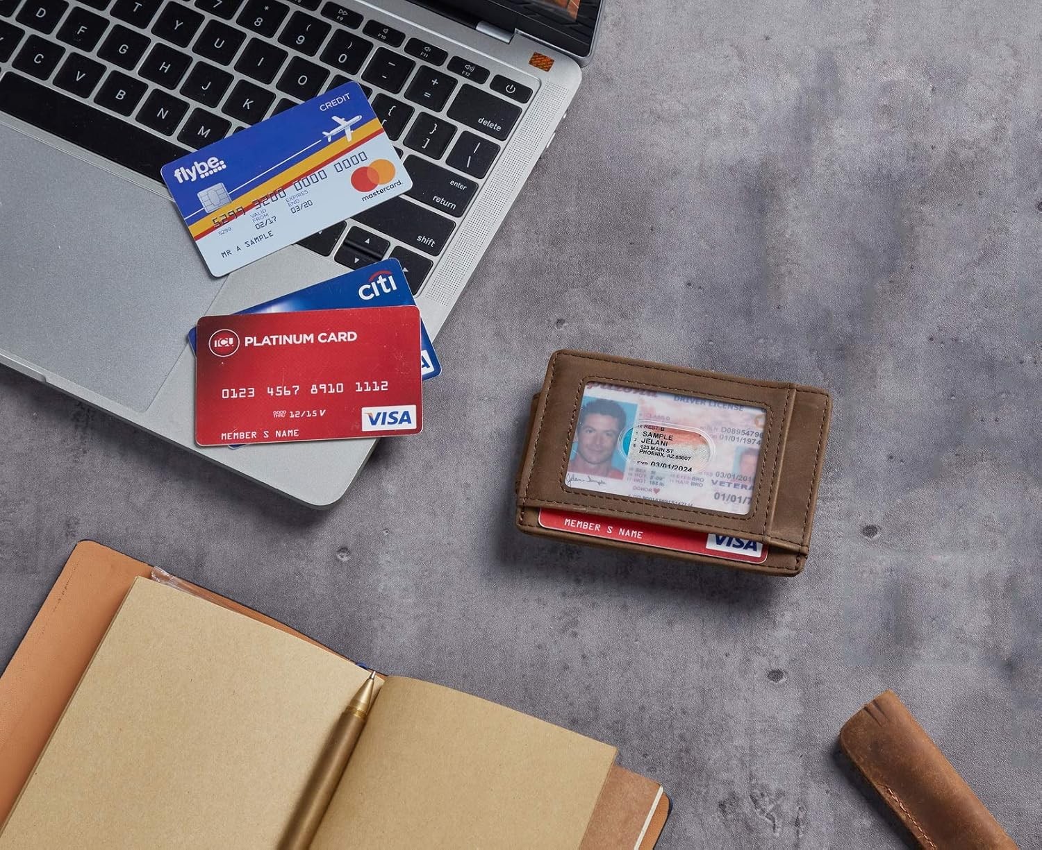 Toughergun Minimalist Wallet for Men with Magnetic Money Clip Leather Coffee 