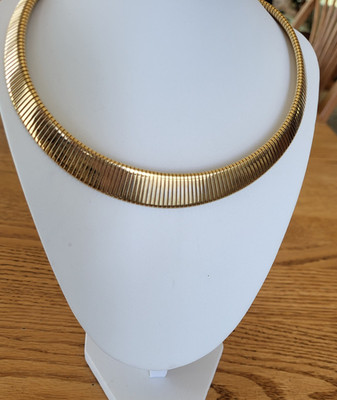 Vtg 80s  Monet OMEGA Choker Collar Gold Tone Necklace  16''
