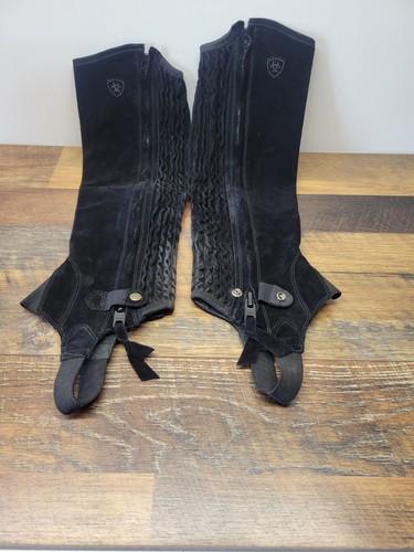 Women’s Size ST Black Leather Ariat Close Contour Horseback Riding Half Chaps