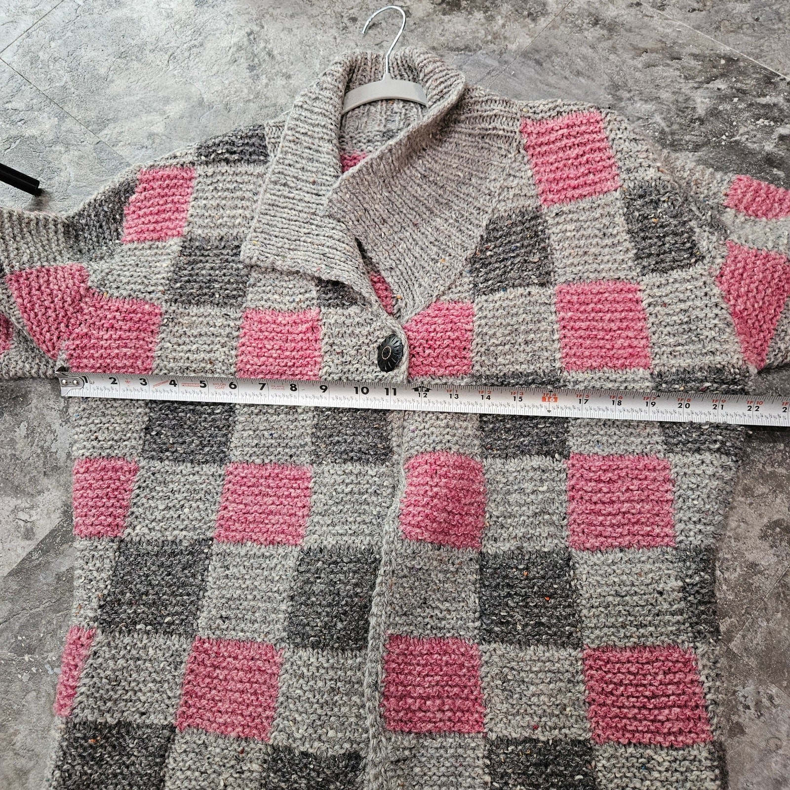 Handmade Cardigan Square Block Pattern Grannycore… - image 4