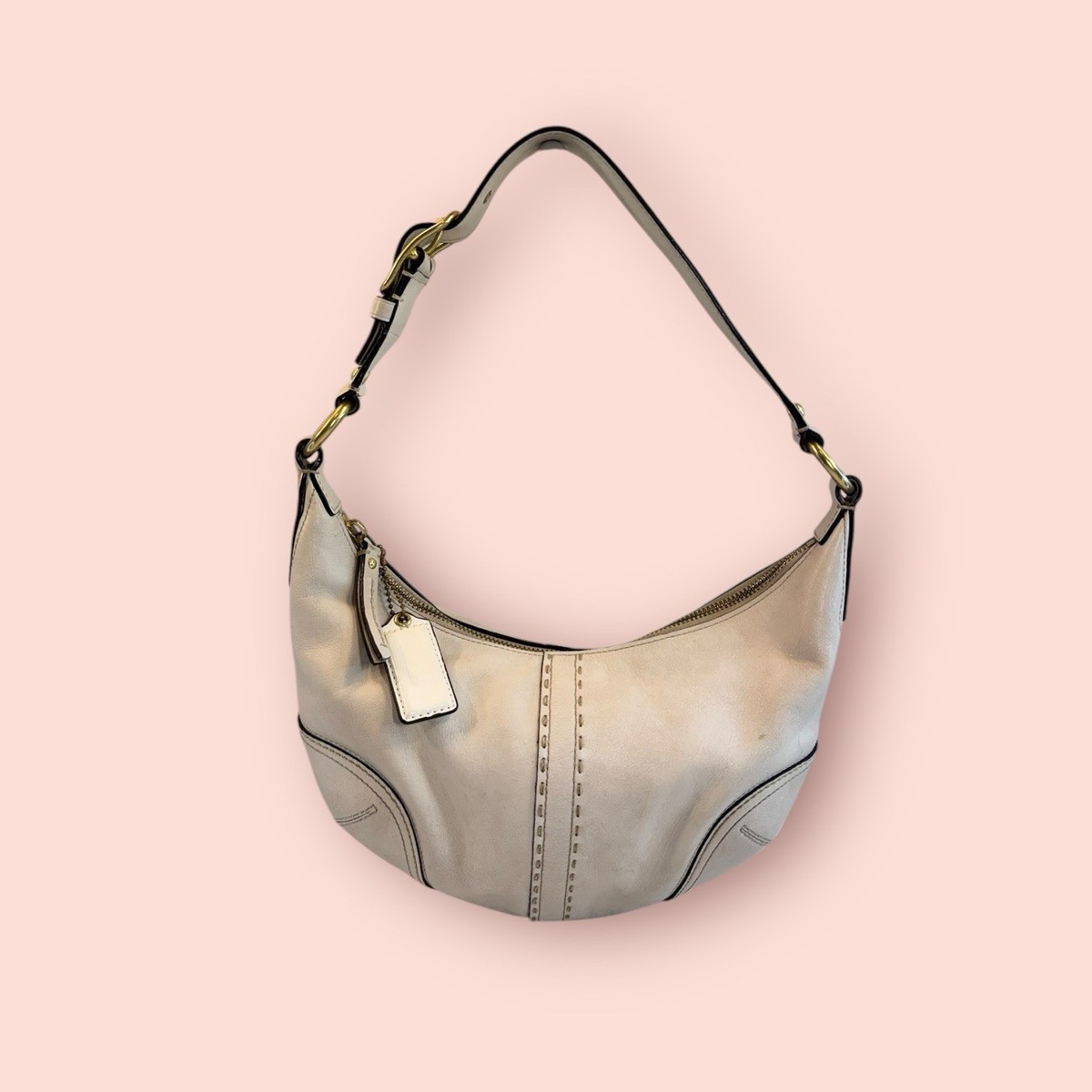 COACH Vintage Y2K Hampton Luxury Ivory Leather Hobo Handbag