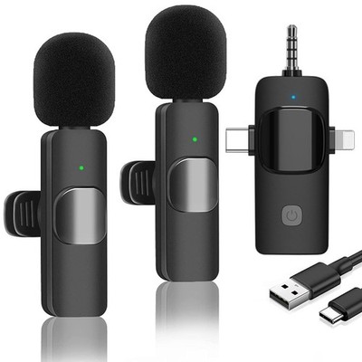 Dual Mic Kabelloses Lavalier-Mikrofon Wireless Steckmikrofon für Android iPhone