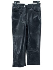 Wilfred Aritzia Pants Womens 0 Black Faux Leather Vegan Straight Leg High Rise