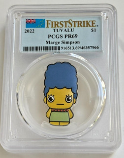 2022 Tuvalu MARGE SIMPSON Minted Mini 1oz .999 SILVER PCGS PR69 $1 Coin FS COA