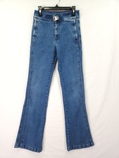 Vintage Jordache Jeans Womens Size 5/6 High Rise Buckle Waist Flare Leg Denim