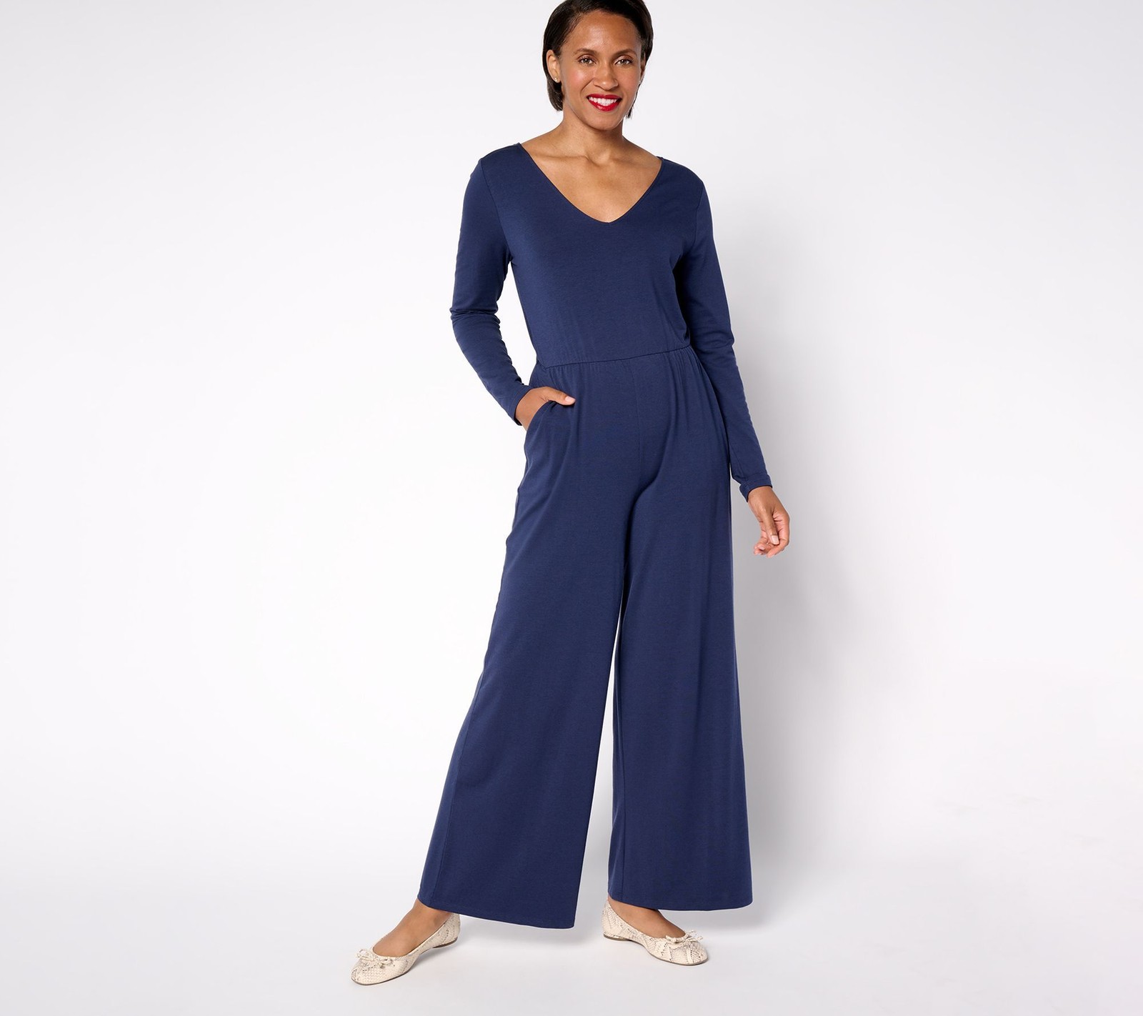 Anybody Women's Dress Sz S Cozy Knit Long-Sleeve V-Neck Blue A669423