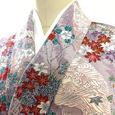 JAPANESE KIMONO FINE PATTERN 163.5cm 5 ft 4 in PURE SILK ZZ0905