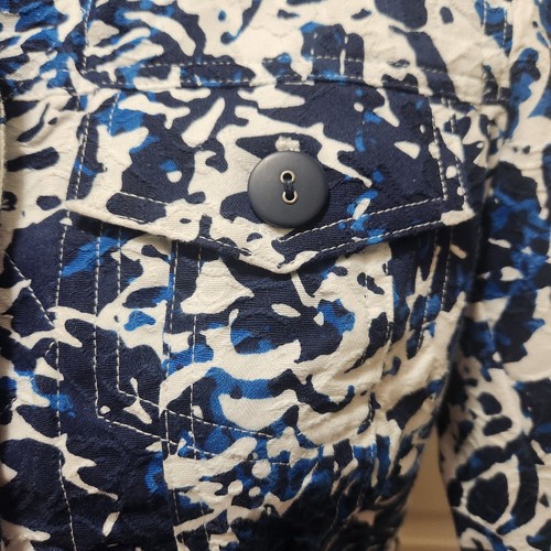 Womens Size 6 Coldwater Creek Short Jacket/Blouse Blue White Geometric Vintage - Picture 7 of 19