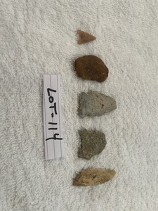 Lot Of 5 Authentic Native American Indian Arrowheads, Artifacts