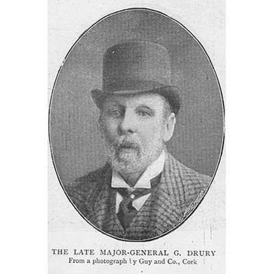 GENERALMAJOR GEORGE DRURY Rektor von Claydon-cum-Akenham - antiker Druck 1895