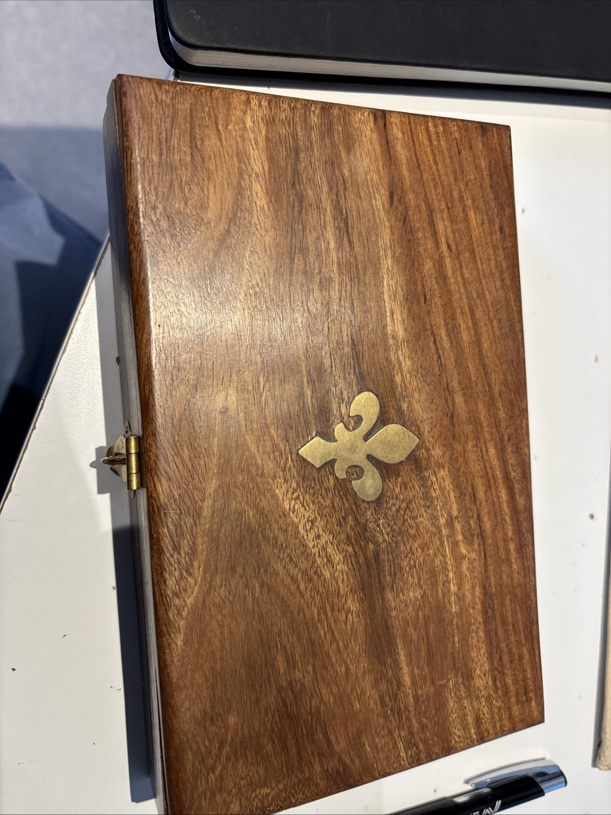 Magnifying Glass And Letter Opener In A Brass Inlaid Box