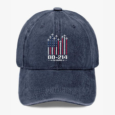 DD-214 Alumni Veteran Hat Patriotic USA Military Service Gift Unisex Cap Cotton