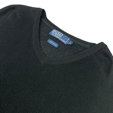 Polo Ralph Lauren Men's 100 Cotton Knit V-Neck Pullover Sweater Black Large