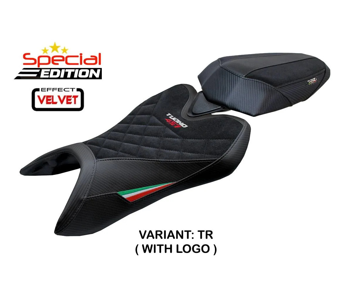 Seat cover Vignesh Velvet S.E. Tricolor TR +logo Tpz APRILIA TUONO 457 2025 2026