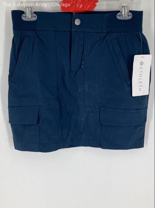 Athleta Womens Blue Flat Front Pockets Casual Short Mini Skirt Size 0