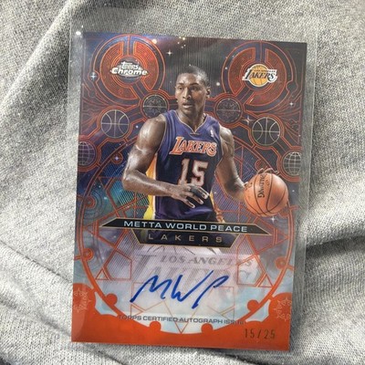 2025 Topps Chrome Metta World Peace Autograph Orange /25 Lakers CH-MWP