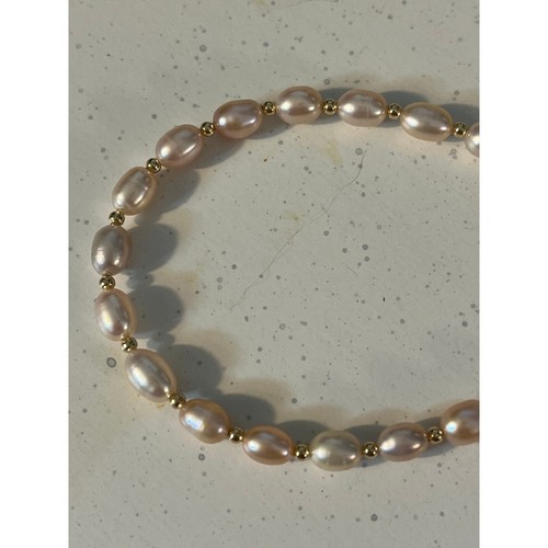 Pink Freshwater Pearl 14k Gold Filled Beaded Bracelet - Picture 2 of 2