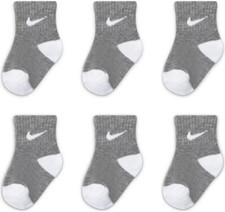 Nike Baby Lightweight Ankle Socks 6 Pack Grey MN0299-042 , 6-12 Months 
