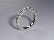 1/4Ct White Round Cut CZ Antique Style Art Deco Wedding Band Ring In 925 Silver