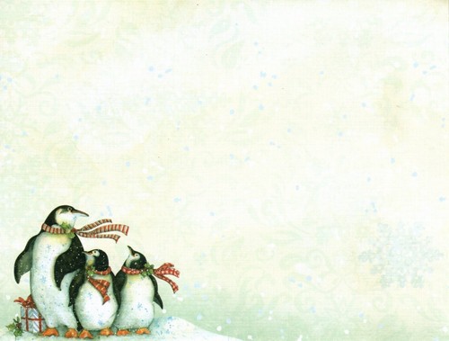 Merry Christmas Day Penguin Penguins Susan Winget Lang Greeting Cards - Set of 9 - Picture 4 of 5