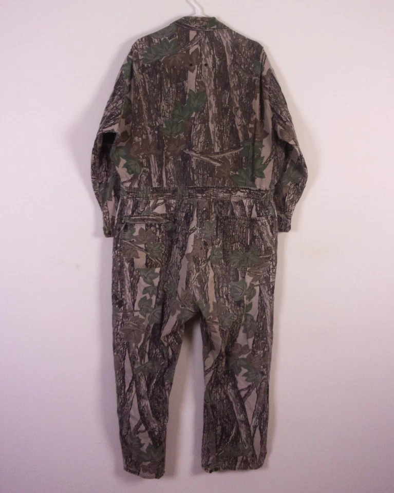 vintage 80s Trebark Camo Camouflage Coveralls Hunting Rip Stop Style Poplin XL - Image 4 of 4