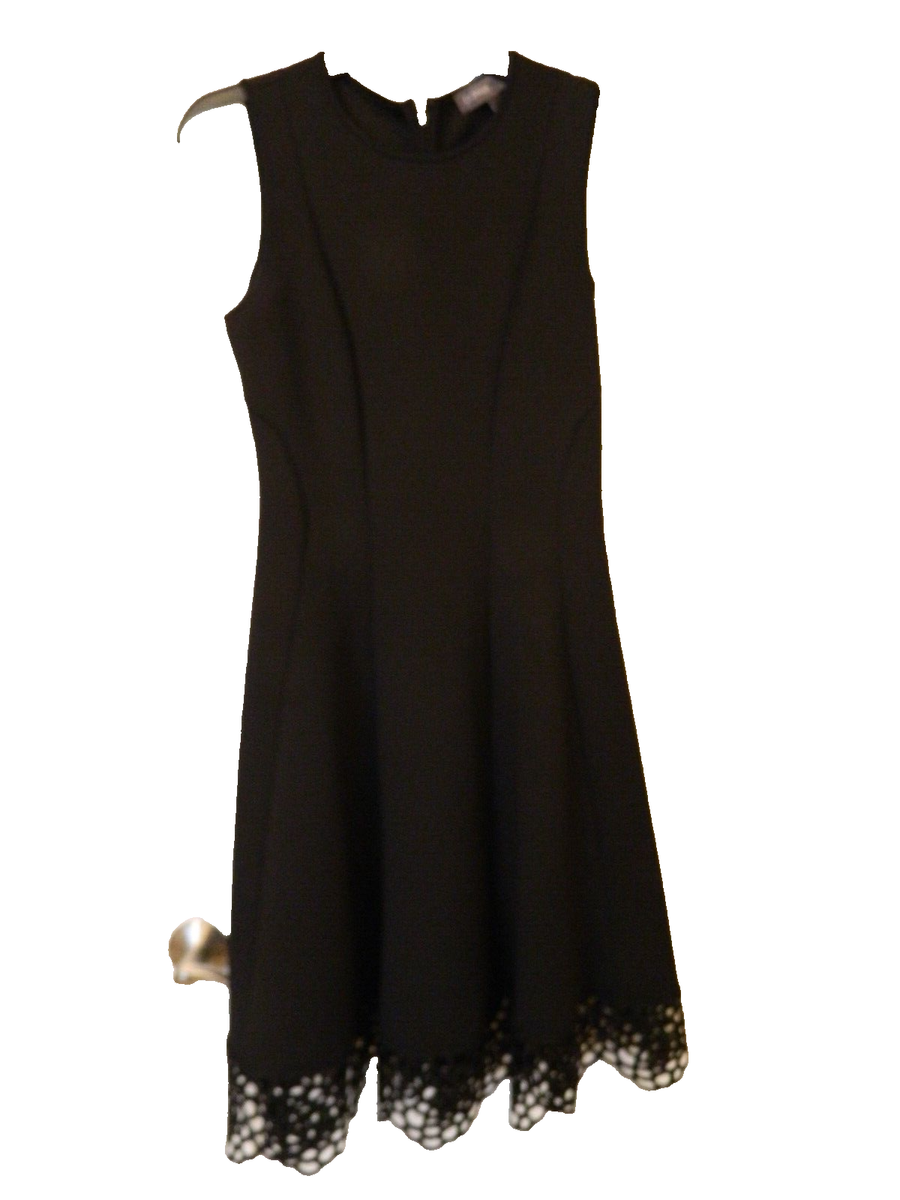 Donna Ricco Black Fit & Flare Dress with Eyelet Hem - Size 6 | eBay