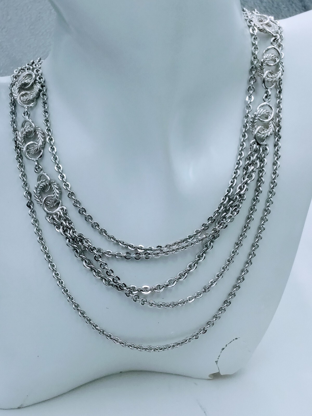 Vantage Monet Multi Stranded Silver Tone Linked C… - image 1