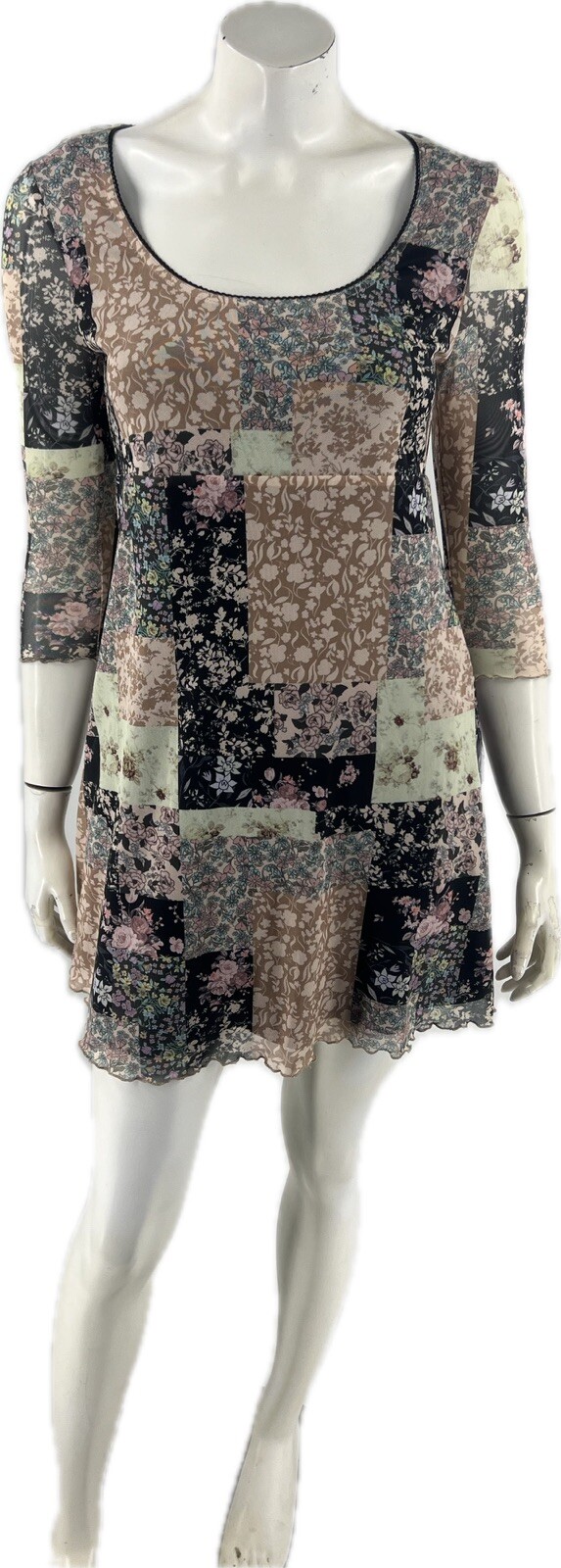 STR Mini Dress Size Large Mesh Patchwork Print Bl… - image 2