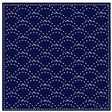 201 - Sashiko Pre-printed Quilt Sampler - Waves / Clamshell - Yokota 201 - Navy