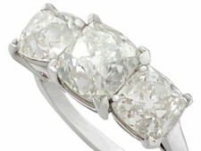 3Ct Cushion Cut Simulated Diamond Stylish Trilogy Ring 14K White Gold Plated