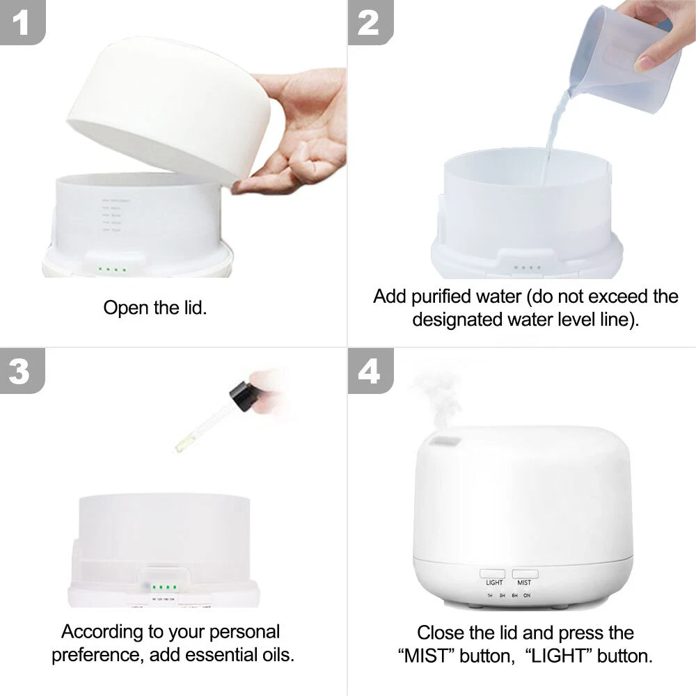 500ml Essential Oil Aroma Diffuser for Large Room LED Humidifier Air Purifier
