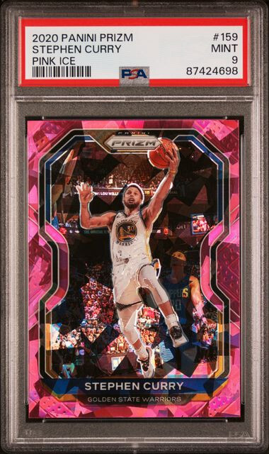 2020 Panini Prizm Stephen Curry Pink Ice PSA 9 Mint Warriors #159