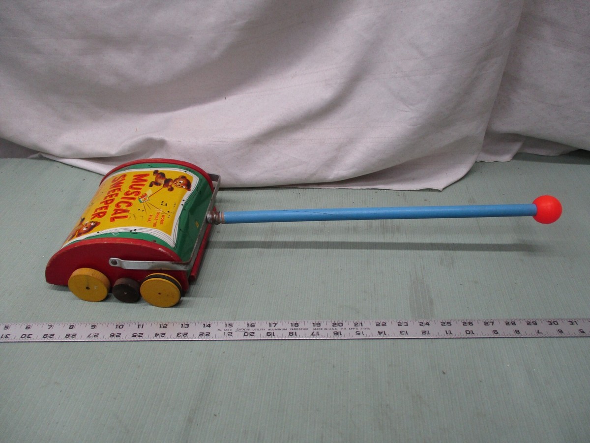 Fisher Price #230 Music Box Sweeper Musical Vintage Wood Metal 
