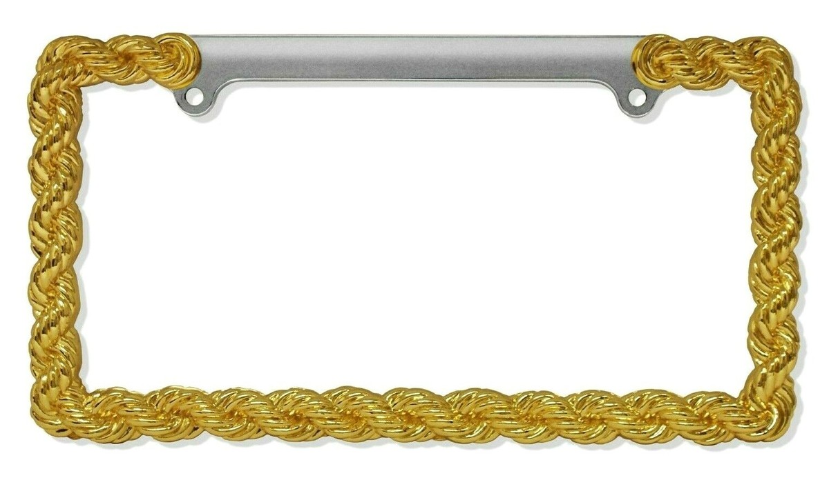 Heavy Duty Chrome/Gold Rope Metal License Plate Frame | Front | 1