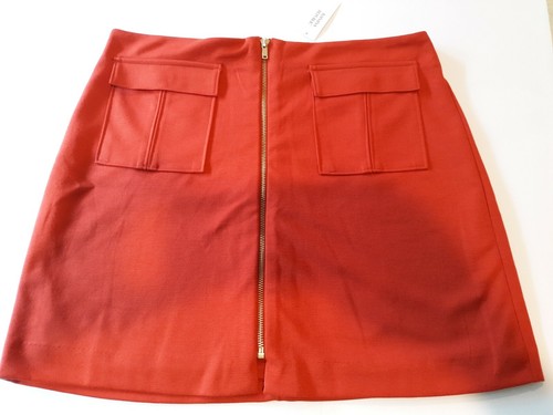 New Banana Republic 12 Full Zipper Mini Skirt Stretch Orange $60 NWT Pockets - Picture 7 of 12