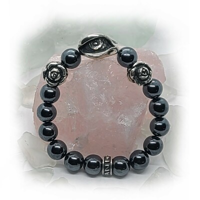 Sterling Silber Armband mit liebevollem Auge und romantischen Rosen Perlen