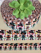 7/8 1.5" 1 YD Halloween Witches Grosgrain Ribbon Witches Broom Witch Hat