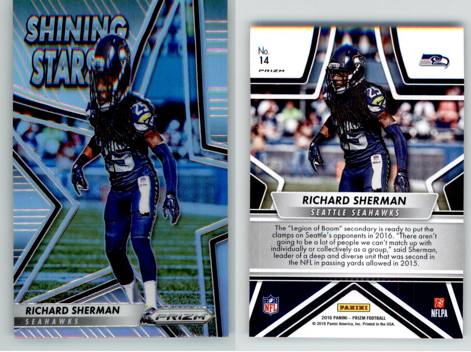 Richard Sherman 2016 Panini Prizm Shining Stars Silver Prizm 14 Seattle Seahawks
