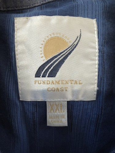Fundamental Coast Shirt Mens 2XL Short Sleeve Button Up Blue Striped Cotton - Picture 8 of 14