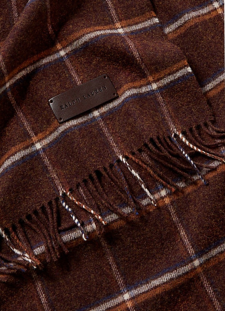 Ralph Lauren Home $695 Wallace Plaid Throw Blanket W/Fringe 55